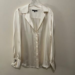 Silk Satin Classic Ivory Nanette Lapore Women's Dress Shirt Size M (runs large)